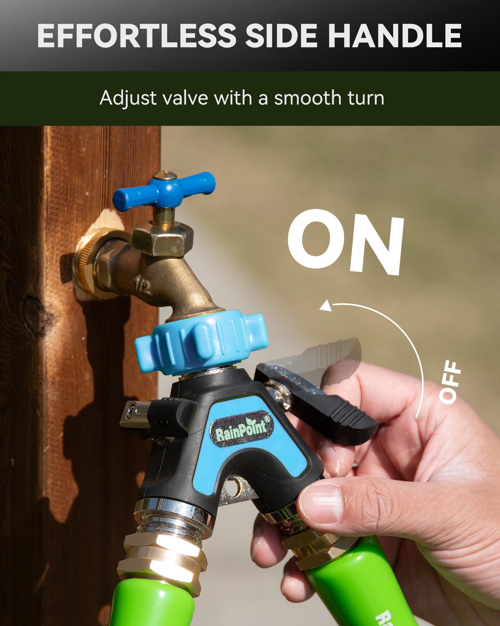RAINPOINT garden hose splitter stainless steel valves maximize flow
