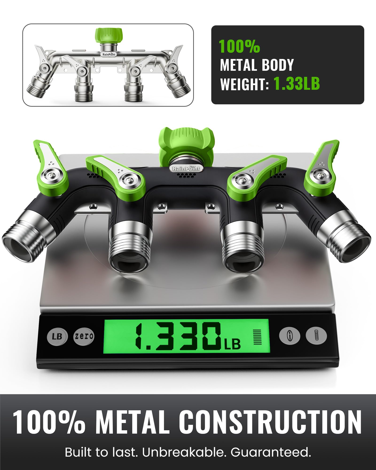 RAINPOINT heavy-duty metal construction shown for durability.