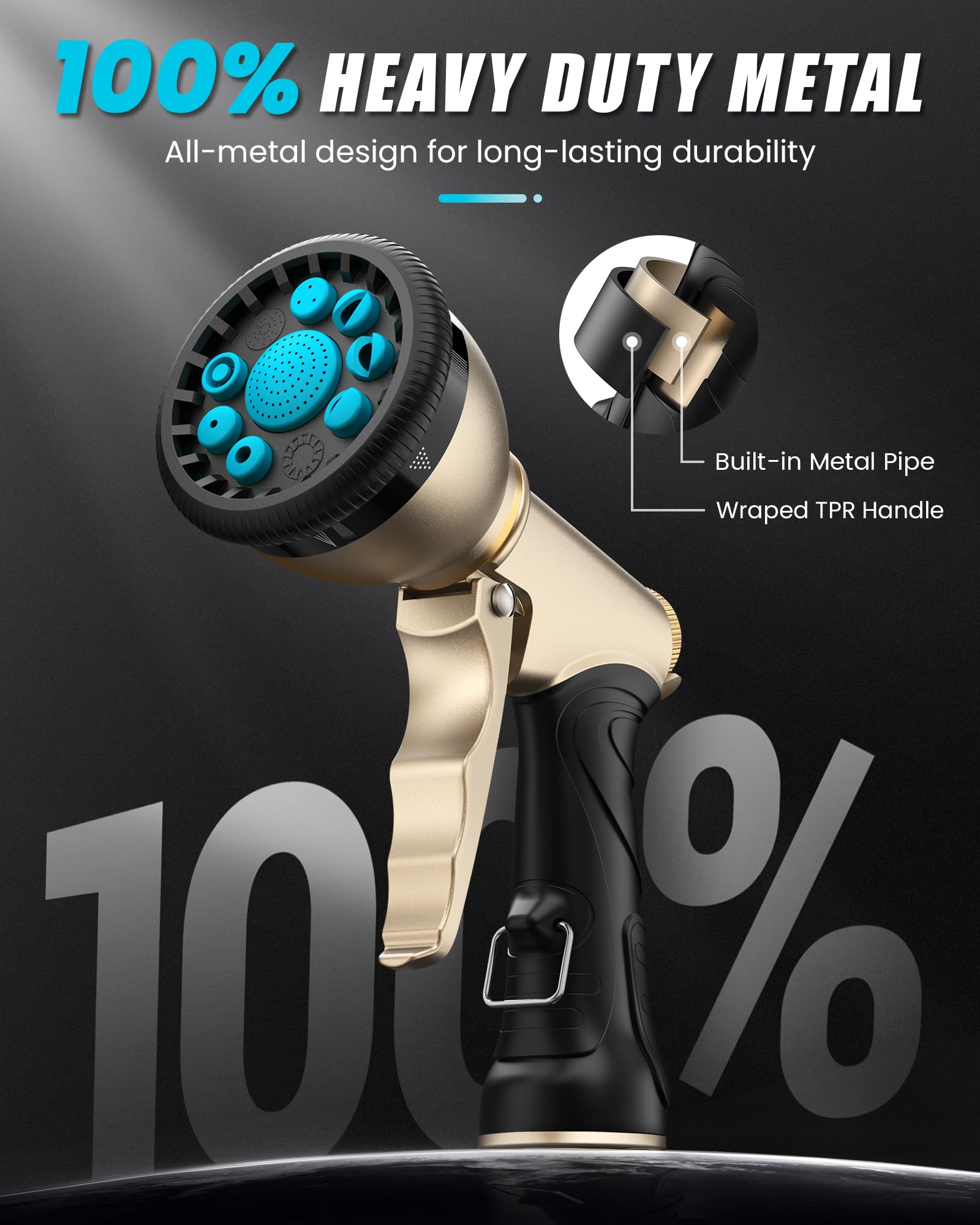 RAINPOINT heavy-duty metal nozzle offers lasting outdoor durability