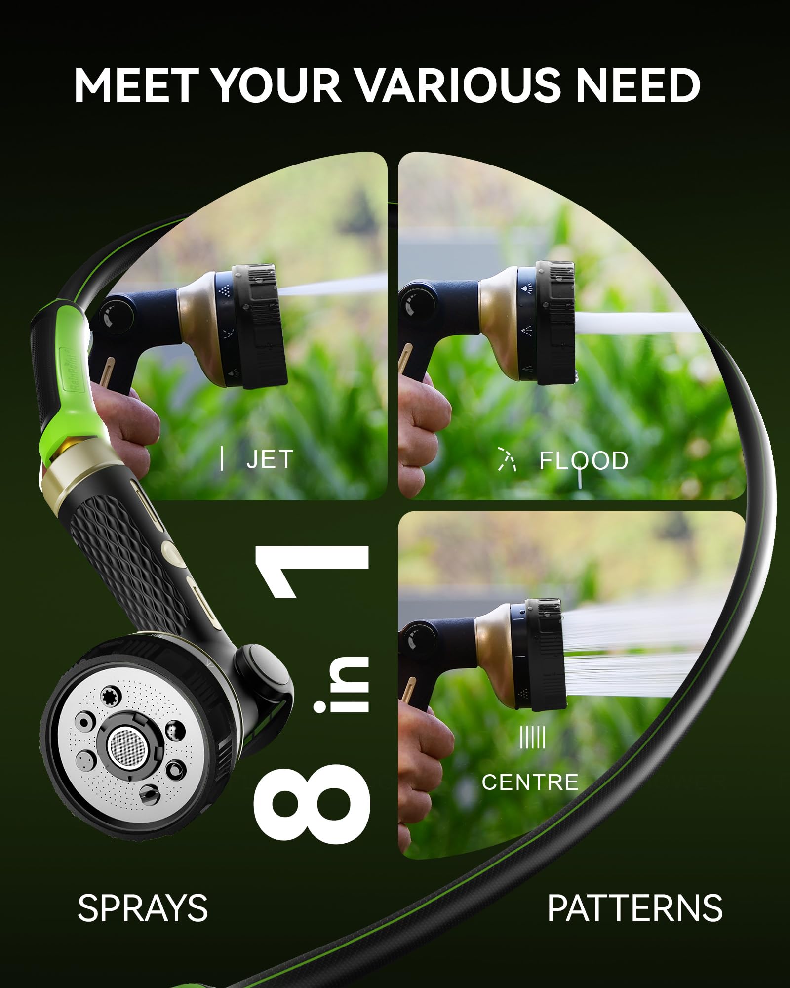 RainPoint nozzle suitable for car washing and outdoor cleaning tasks