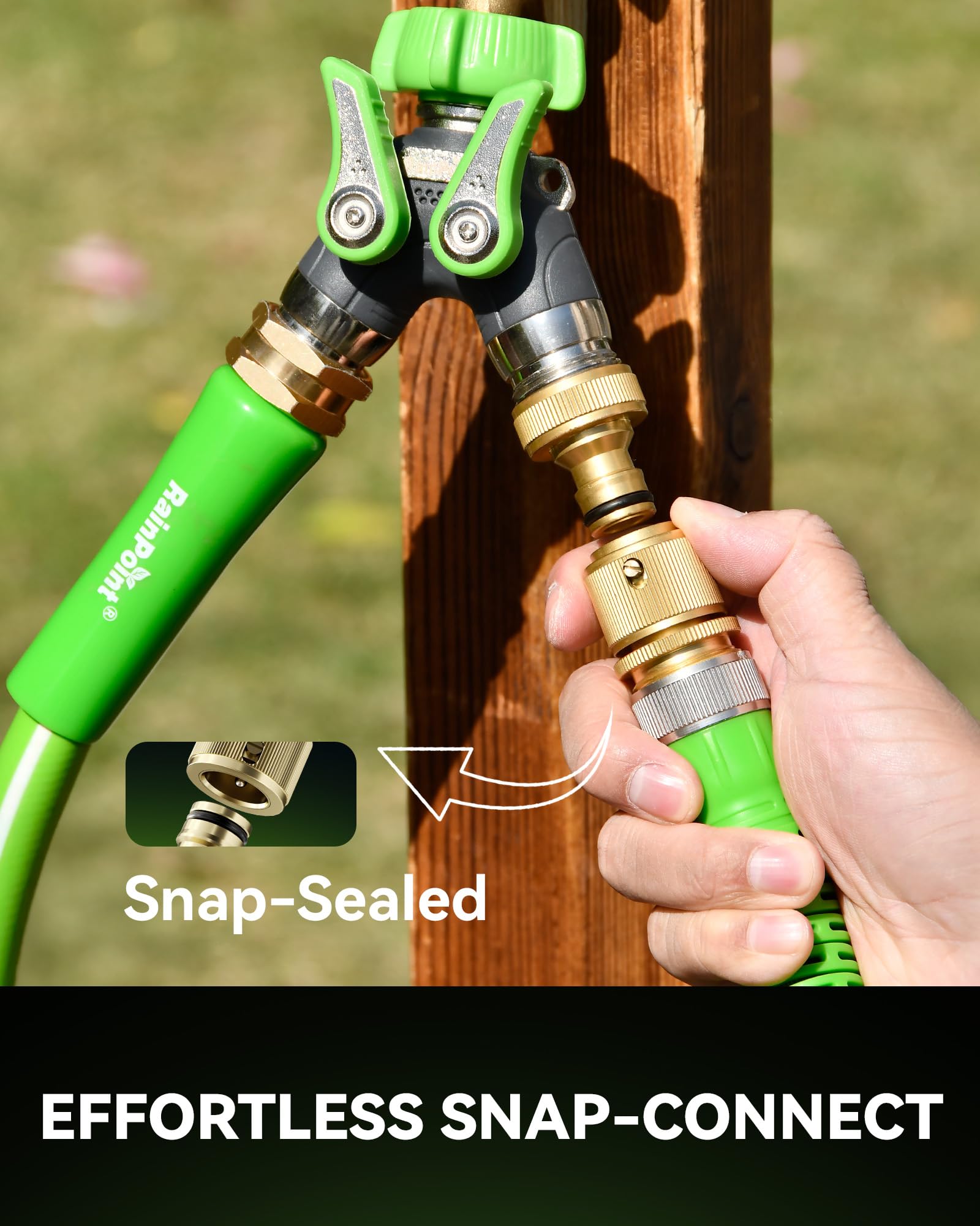 Leak-proof connection in action, preventing drips during watering tasks.