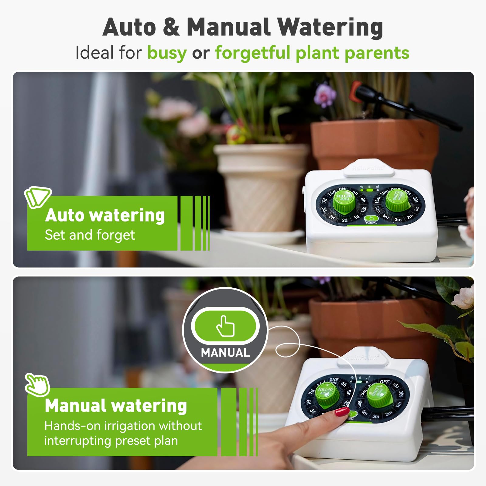 RAINPOINT manual watering override for on-demand irrigation