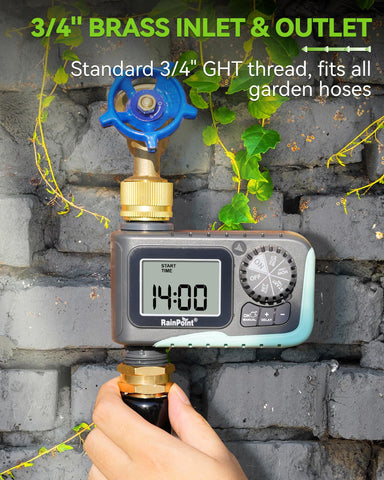RAINPOINT versatile timer suited for garden, lawn, and yard.