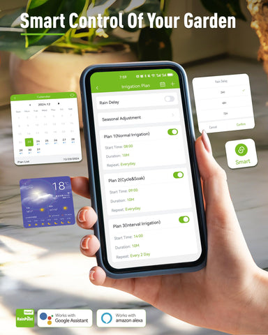 RAINPOINT supports multiple schedules across days and frequencies for flexible watering