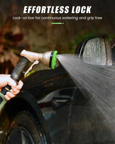 RAINPOINT flow-lock feature reduces hand fatigue during extended watering.