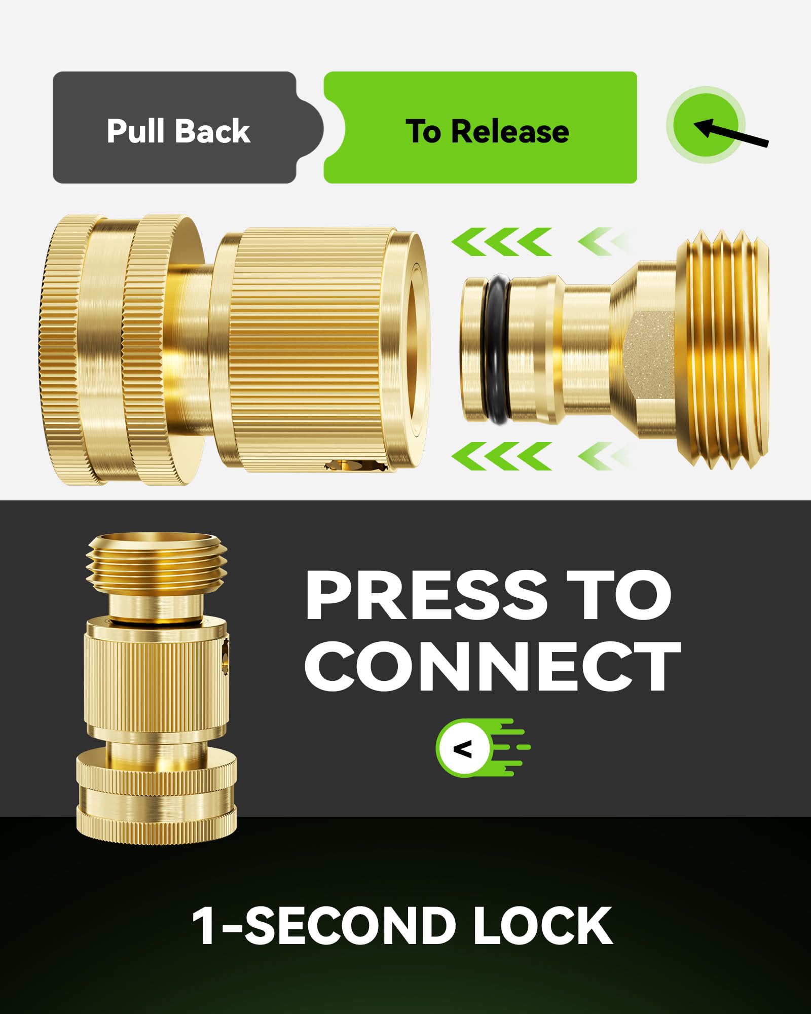 RainPoint one-handed connect design enables easy tool-free hose swaps