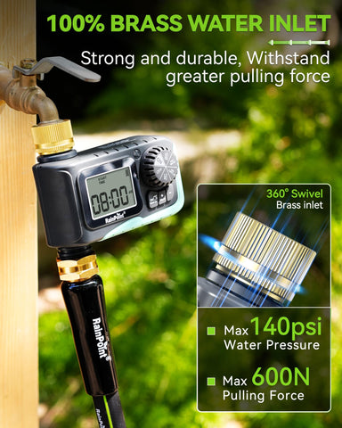RAINPOINT rain delay function helps adapt watering to weather.