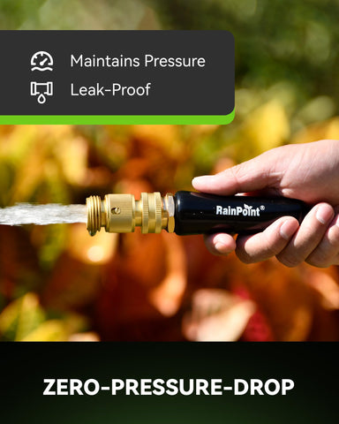 RainPoint quick-connect four-female brass connectors provide a tight seal
