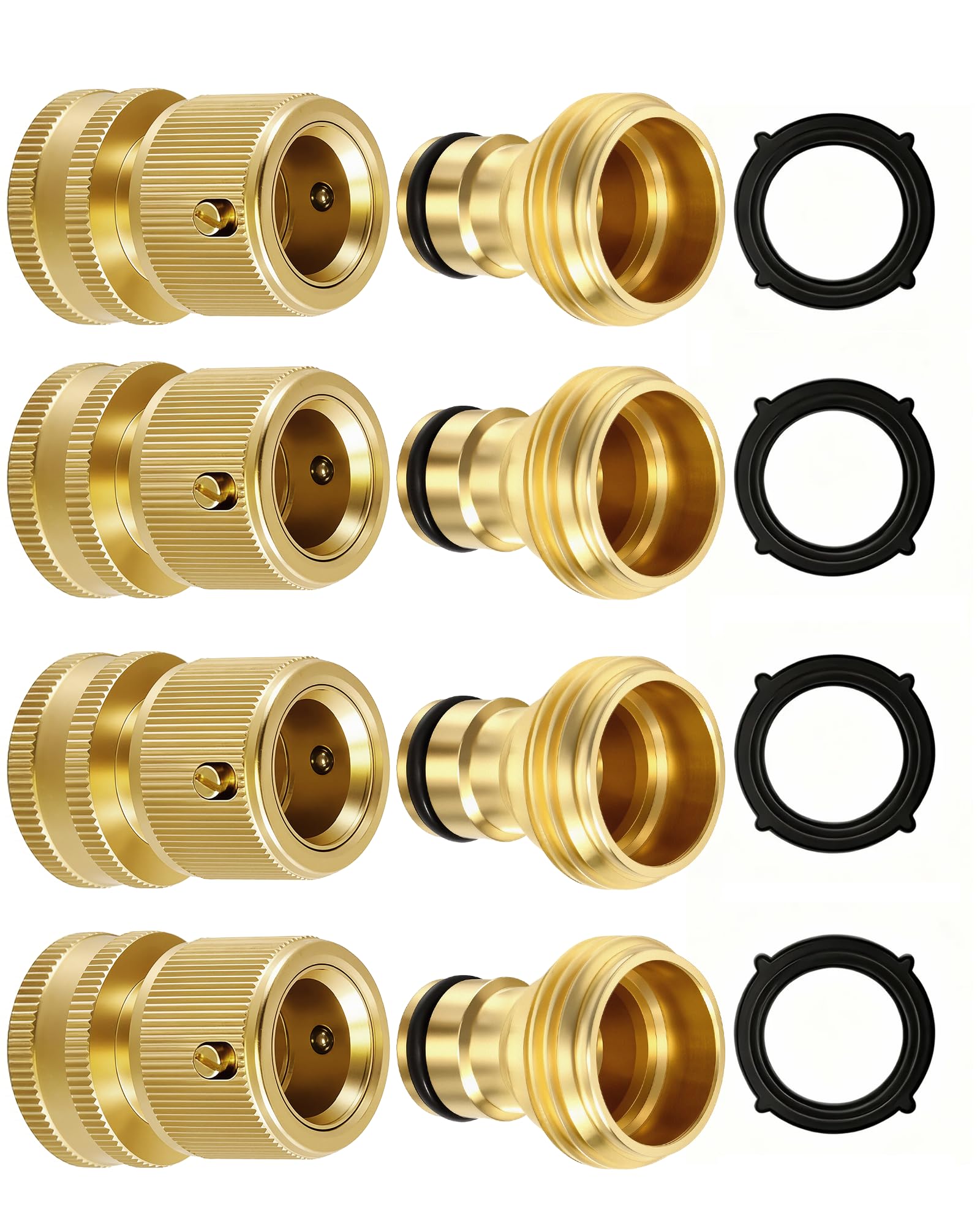 RainPoint quick-connect four-male brass connectors for fast garden hose setups