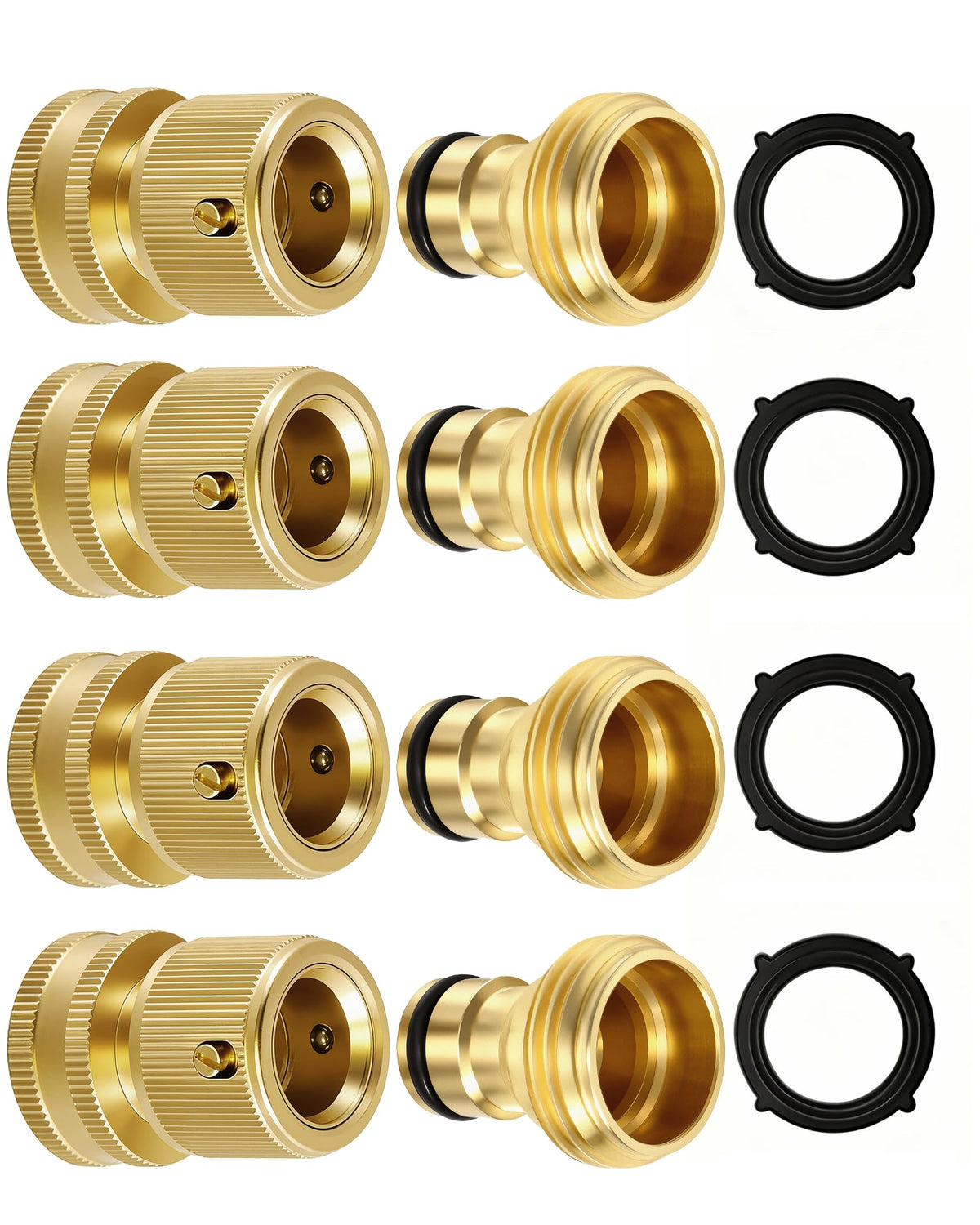RainPoint quick-connect four-male brass connectors for fast garden hose setups