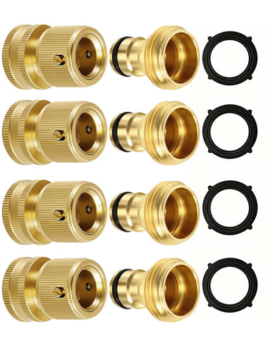 RainPoint quick-connect four-male brass connectors for fast garden hose setups