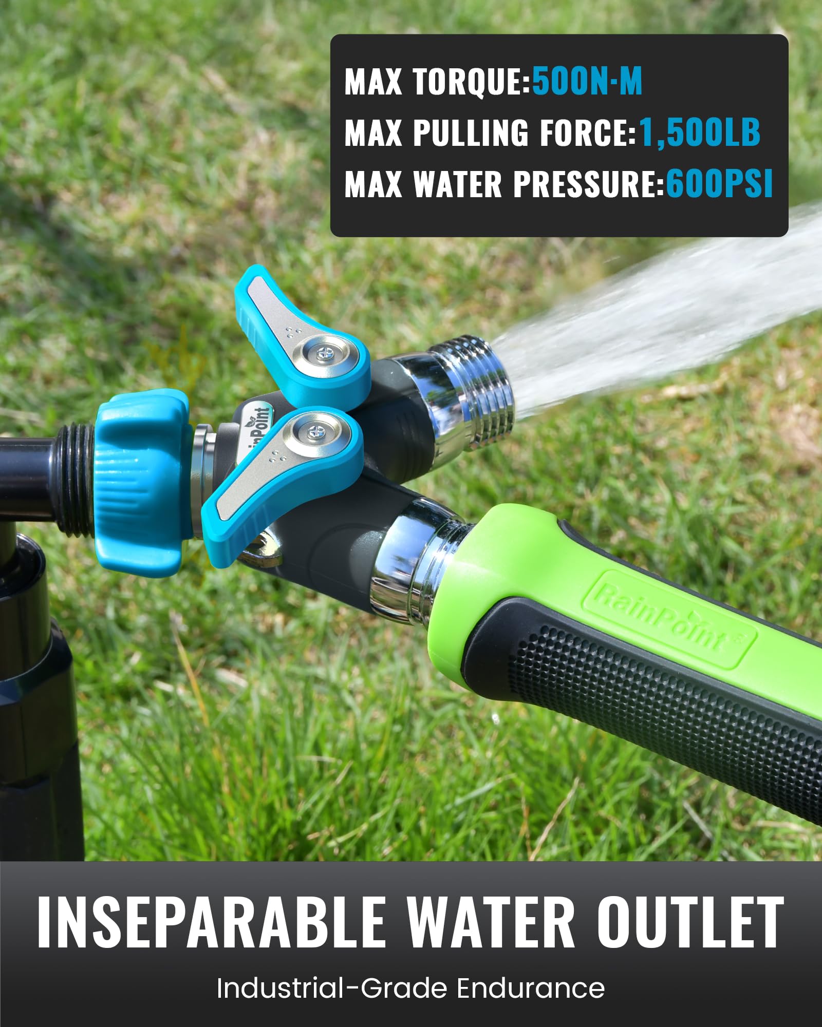 RAINPOINT quick-connect-ready outdoor faucet compatibility for easy setup