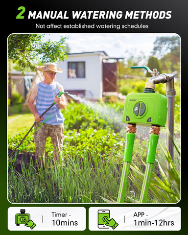 Rain delay and drought adaptation features for smart watering adjustments.