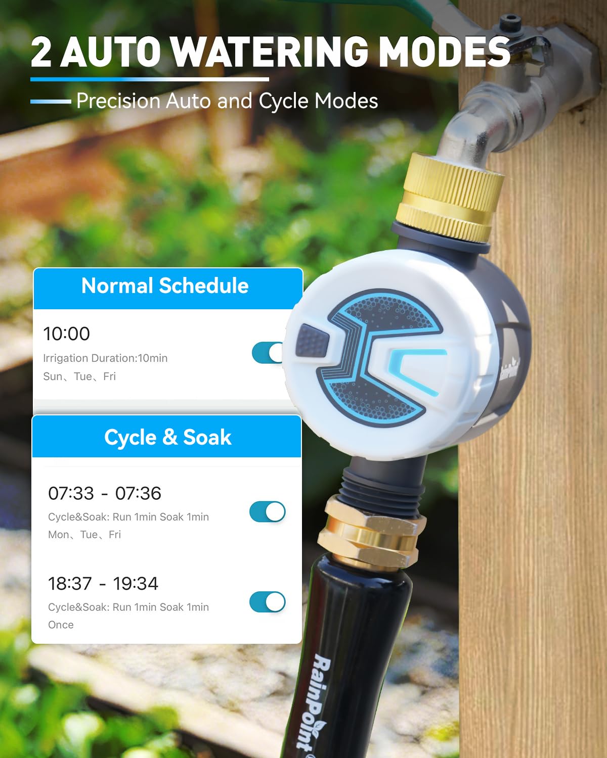 RainPoint remote yard monitoring shows irrigation status in real time.