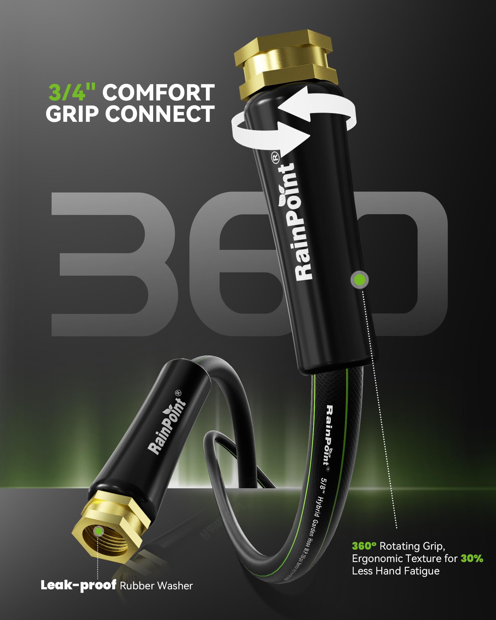 RainPoint smooth-flow hose delivers steady water for watering and cleaning.