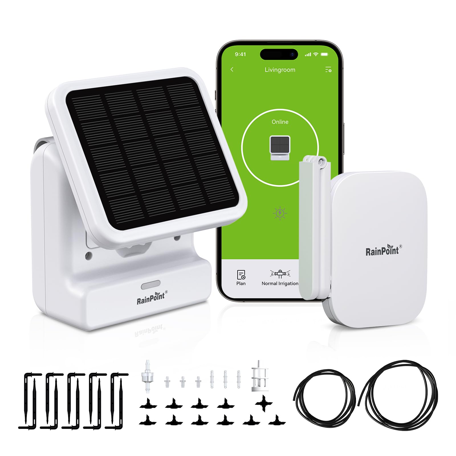 RainPoint solar-powered pump Gen 2 in use for outdoor plant watering