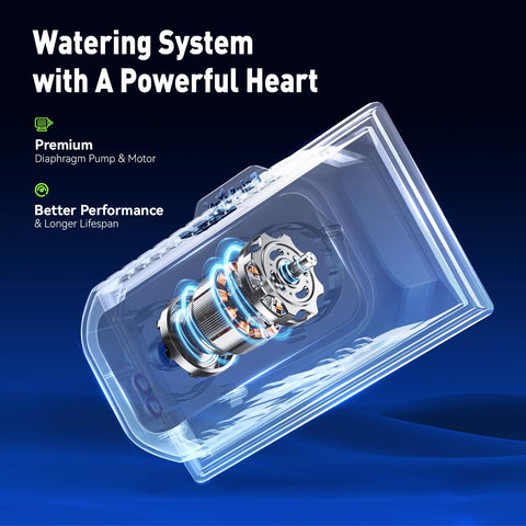 RAINPOINT solar waterer motor lift demonstrates strong water lift for 10–20 plants