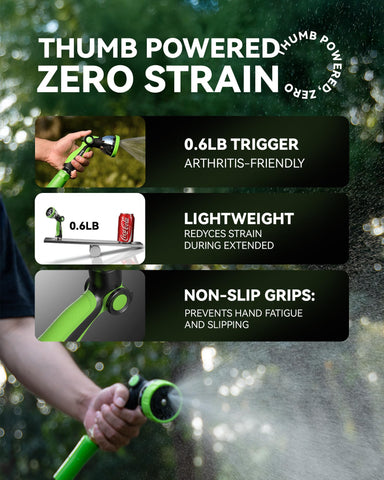 RAINPOINT spray nozzle mist mode provides gentle irrigation for seedlings.