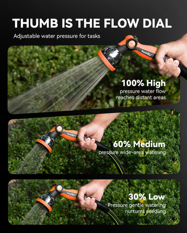RainPoint orange spray nozzle with shower pattern for blooming flowers and beds.