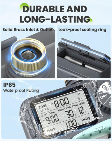 RainPoint 4-zone dial control image highlighting simple setup and zone selection