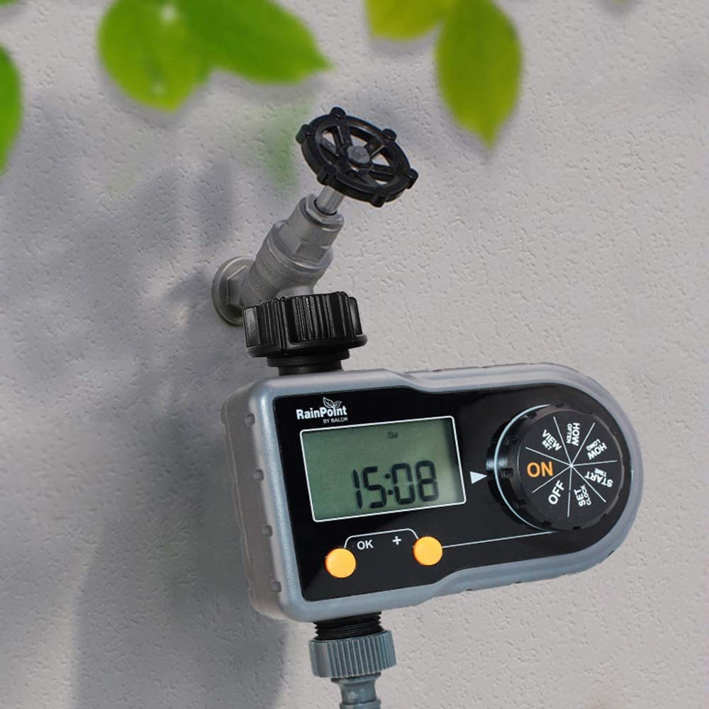 RAINPOINT Sprinkler Timer large dial enables simple schedule setup.