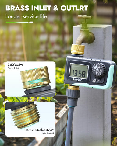 RAINPOINT timer digital display showing start time and duration for quick setup