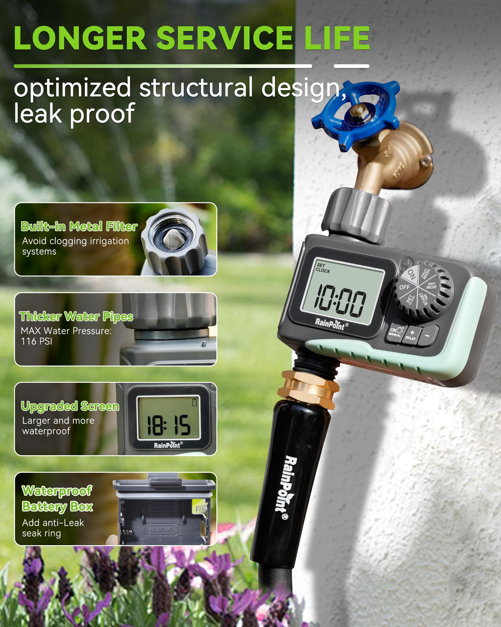 RAINPOINT timer outlet connection compatible with hoses
