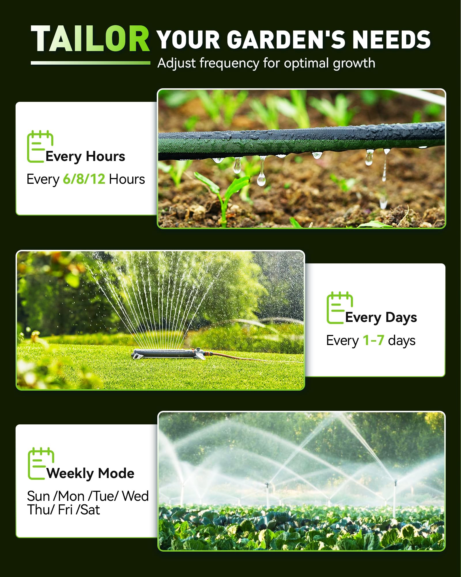 RainPoint rain-delay feature helps conserve water on rainy days.