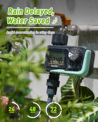 RAINPOINT sprinkler timer manual mode setup conveys flexible watering durations.