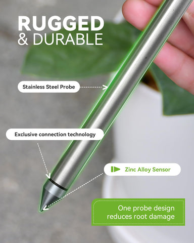 RainPoint stainless steel probe resists bending and corrosion.