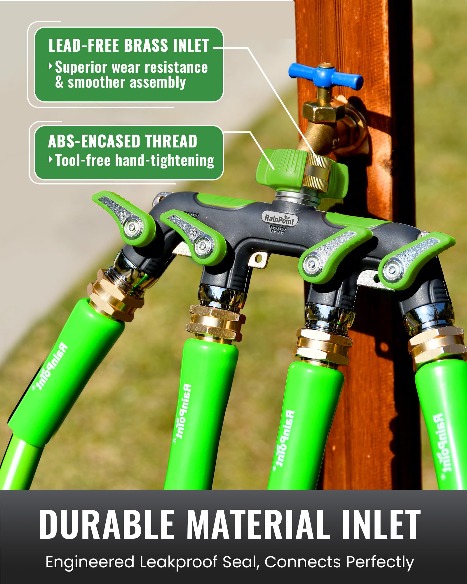 RAINPOINT tool-free leak-proof install demonstrates quick setup.