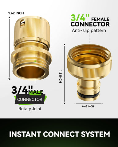 Universal 3/4 GHT fitting showcased, compatible with hoses, nozzles, and sprinklers.