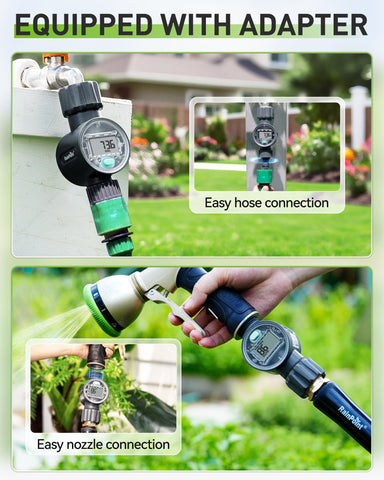 RAINPOINT water flow meter LCD screen and control button.