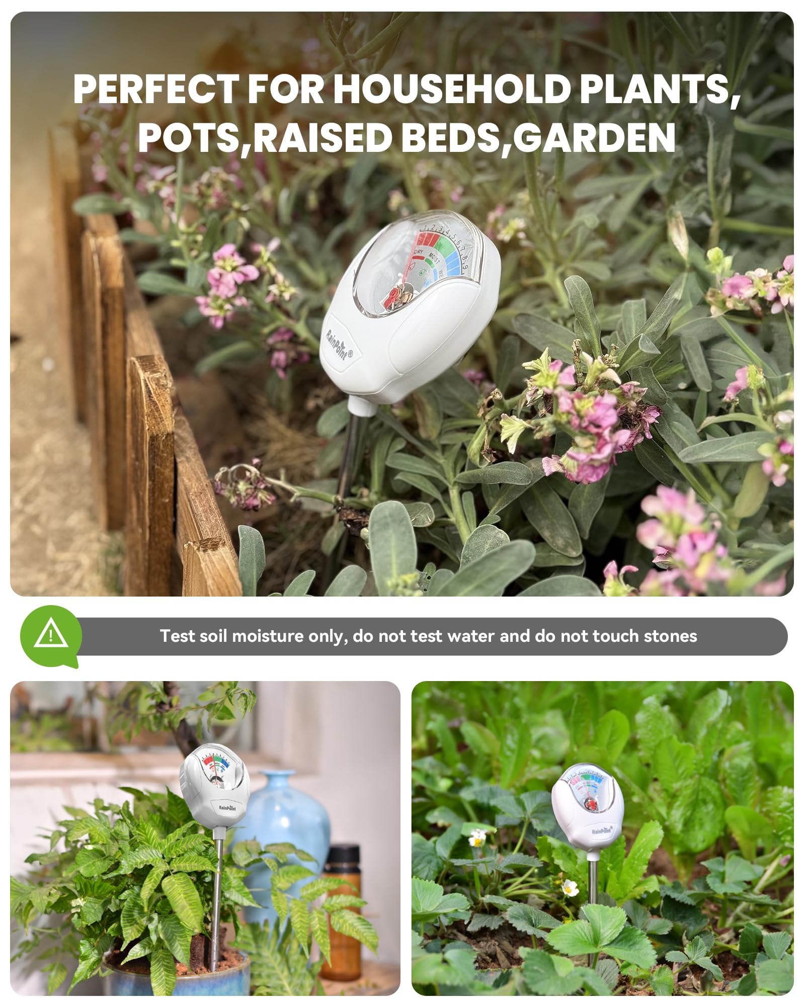 RainPoint provides watering guidance for 50+ common plants.