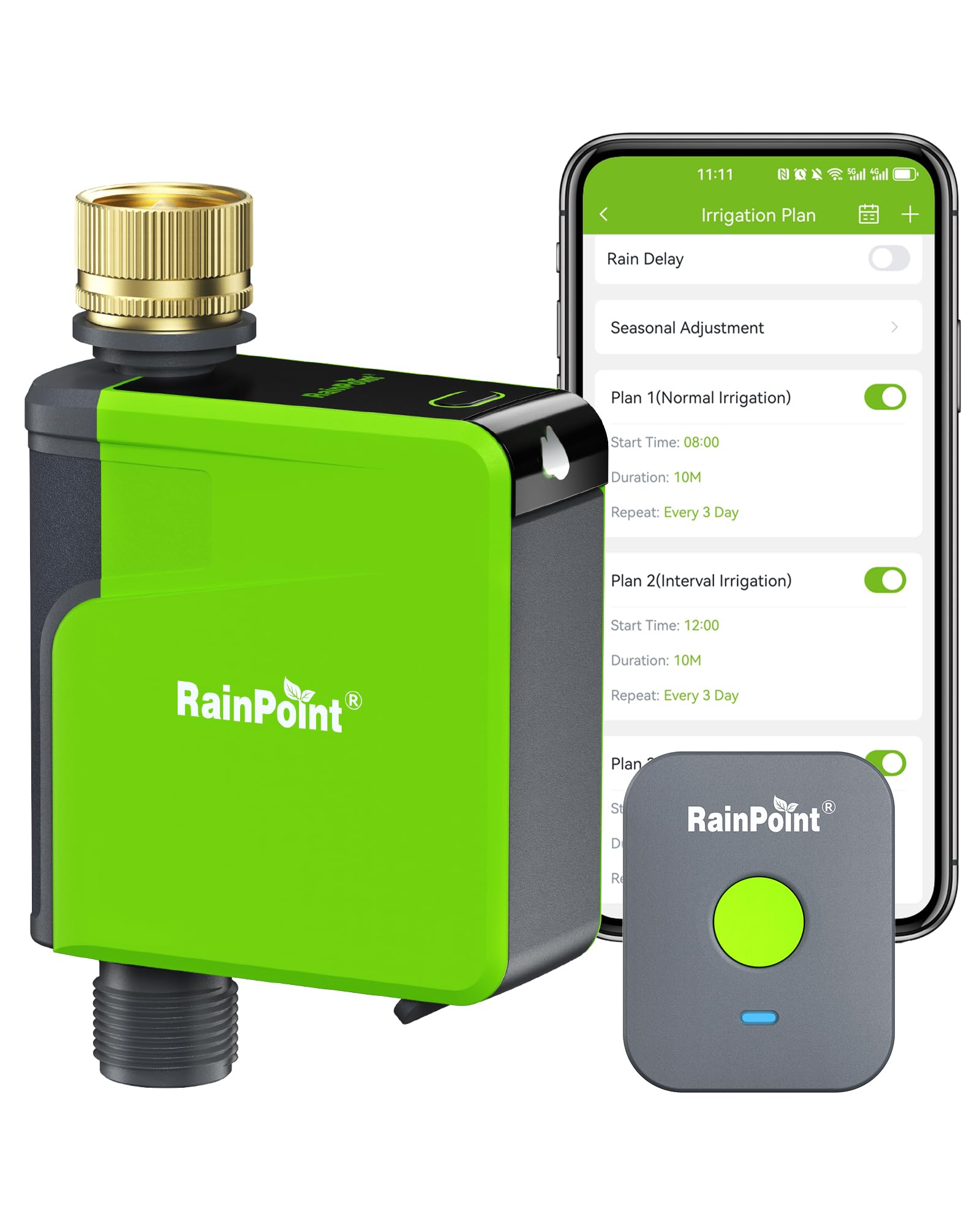 RAINPOINT WiFi hose timer with brass inlet mounted for garden watering