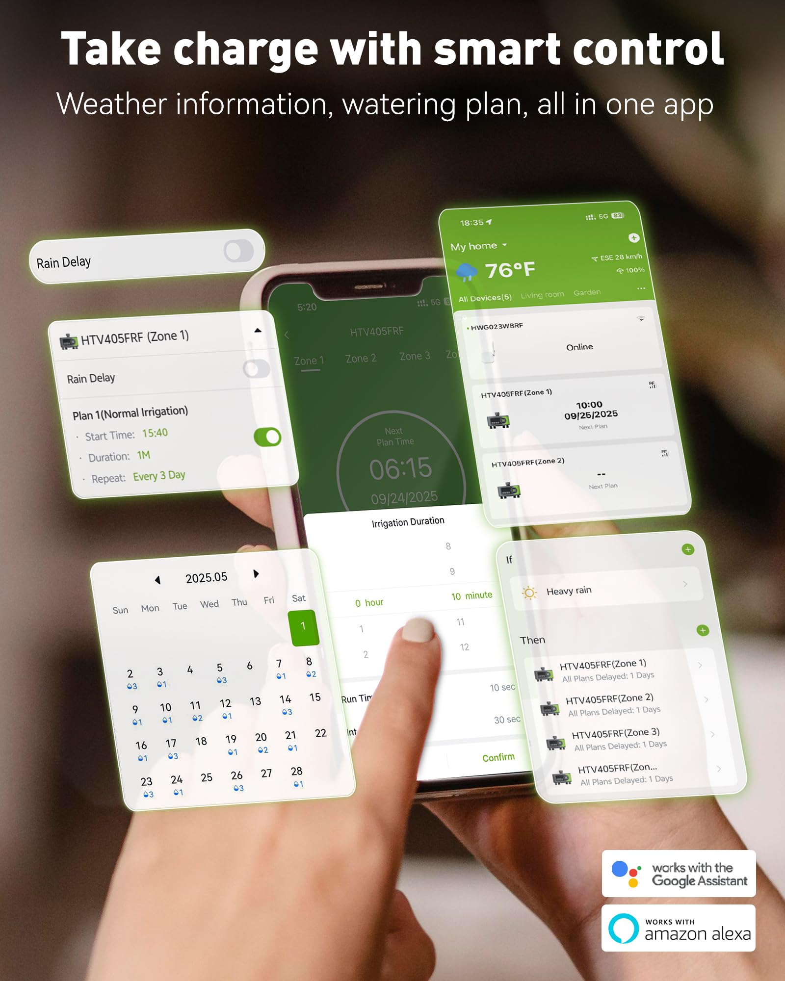 RainPoint weather scenarios adjust watering to forecast conditions.