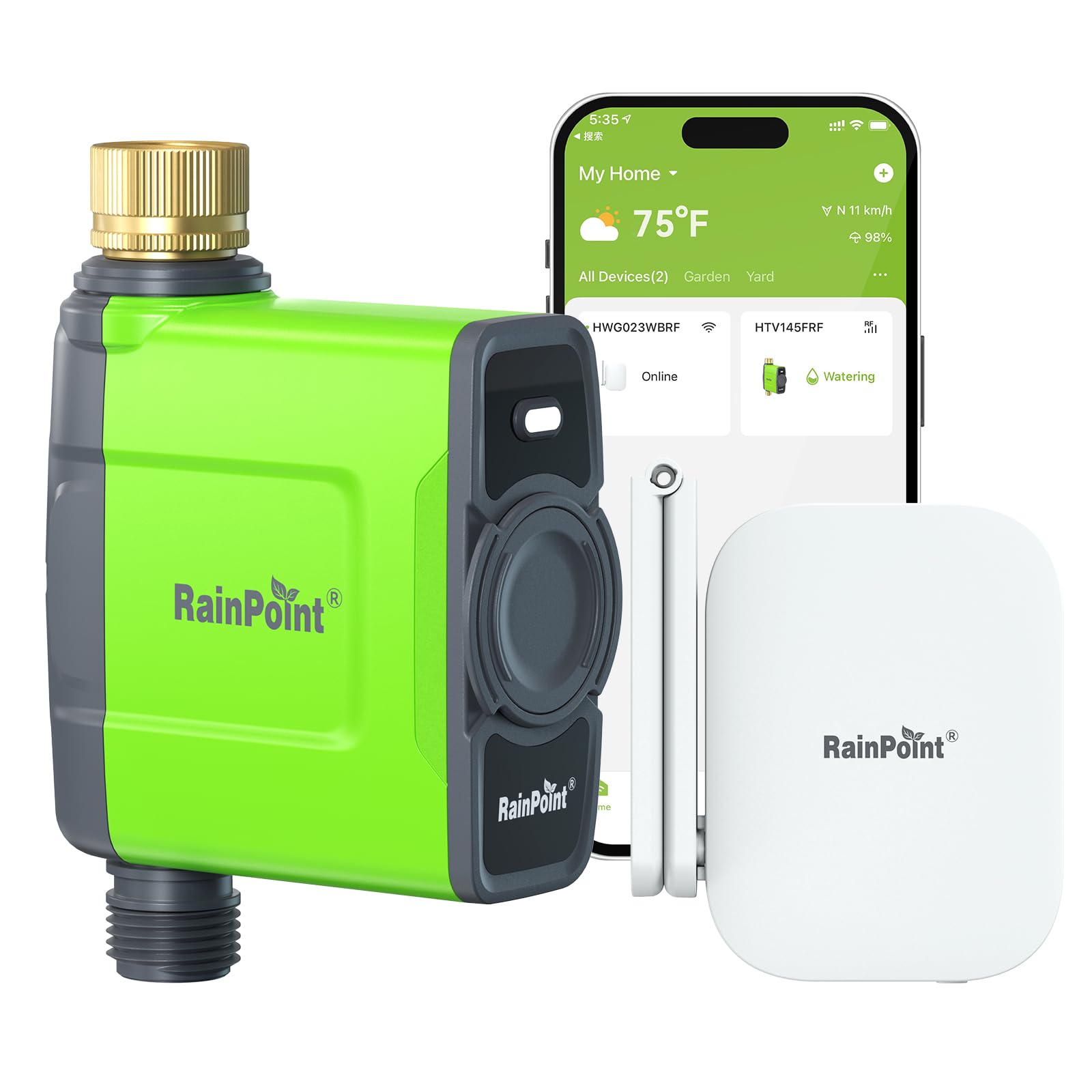 RAINPOINT WiFi water timer with brass inlet for reliable outdoor irrigation