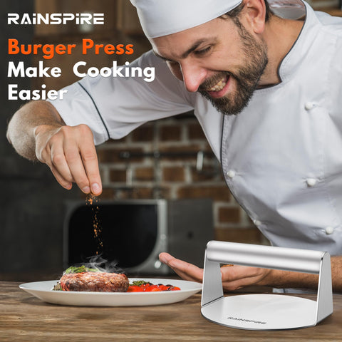 Rainspire easy-clean stainless finish allows quick cleanup after grilling.
