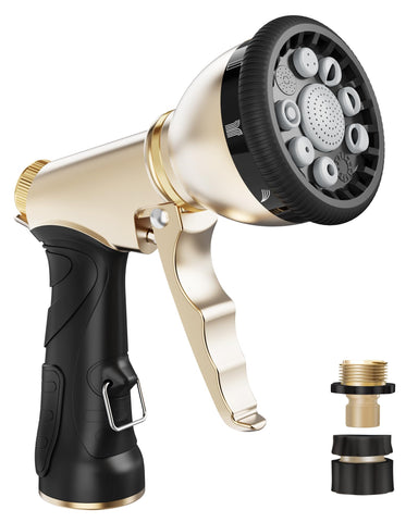 RAINPOINT garden hose nozzle with 9 spray patterns for versatile watering tasks