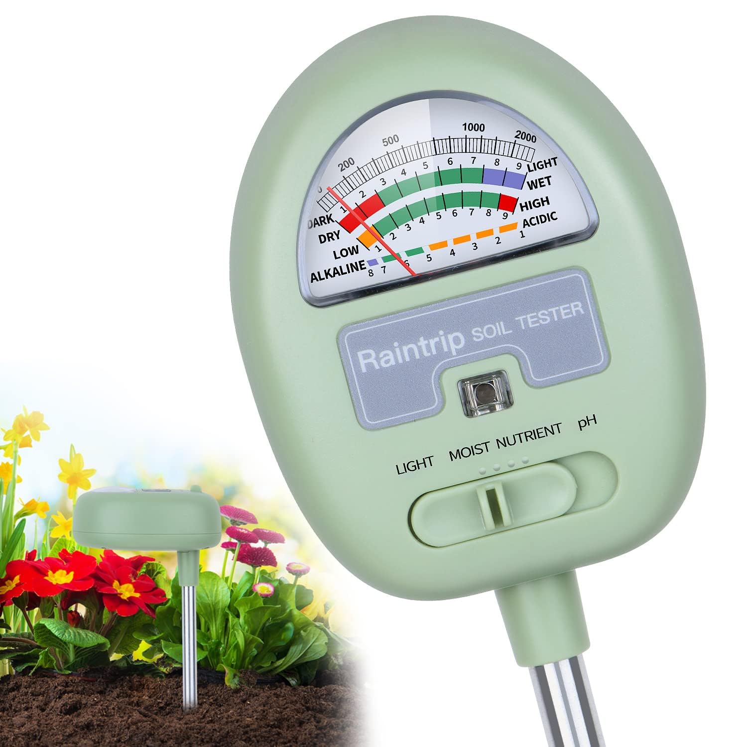 Raintrip 4-in-1 soil meter front view for quick plant care insights.