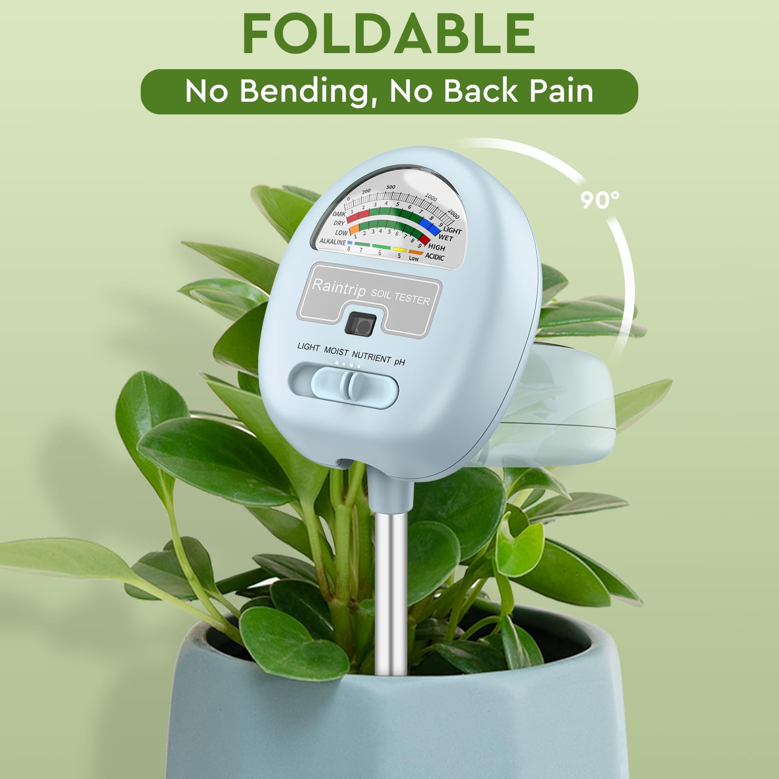 Raintrip moisture meter probe in soil enables quick moisture checks