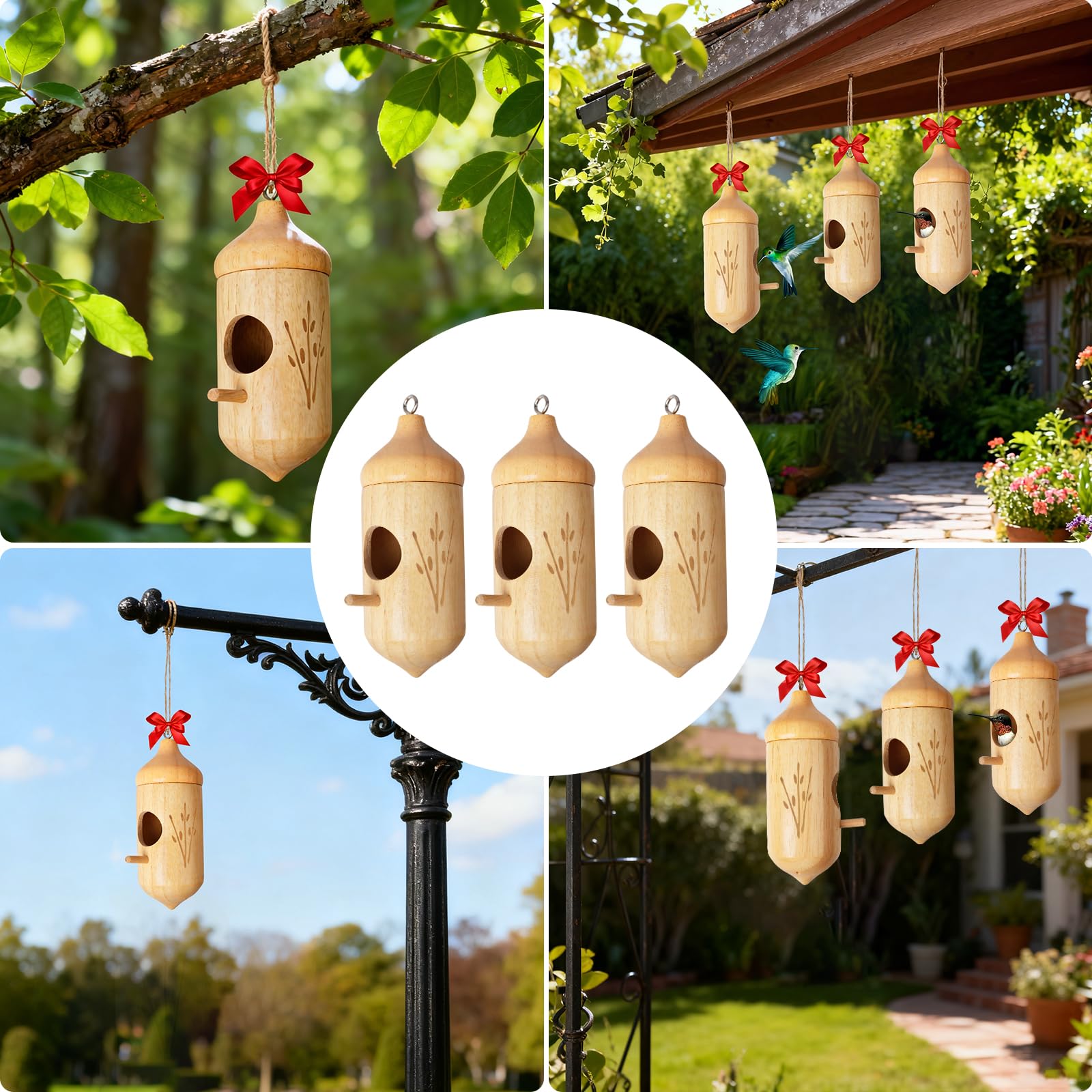Rakovar 3-pack hummingbird houses add seasonal charm and spring vibes.