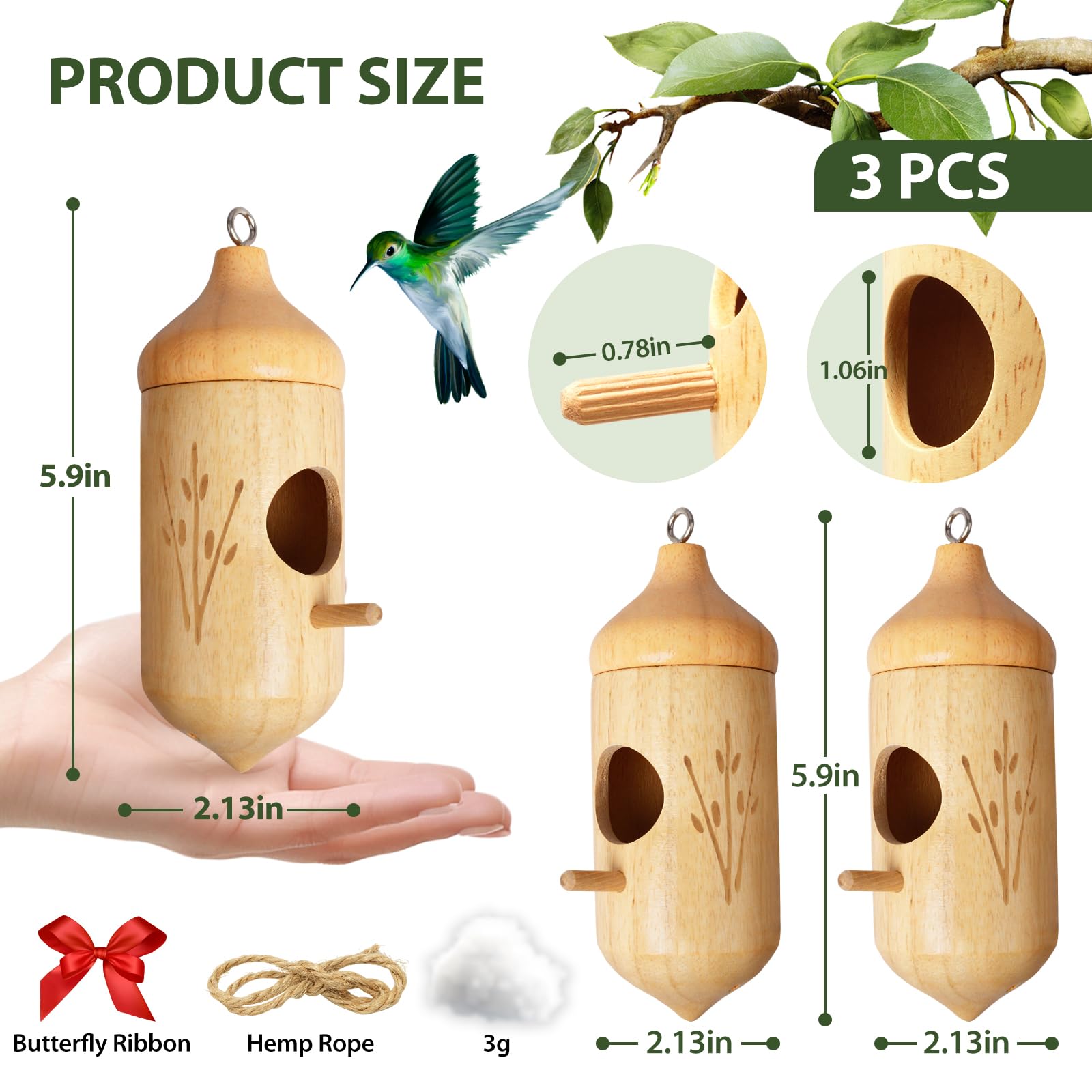 Rakovar hummingbird house entrance features a 1.06 inch opening for perching.