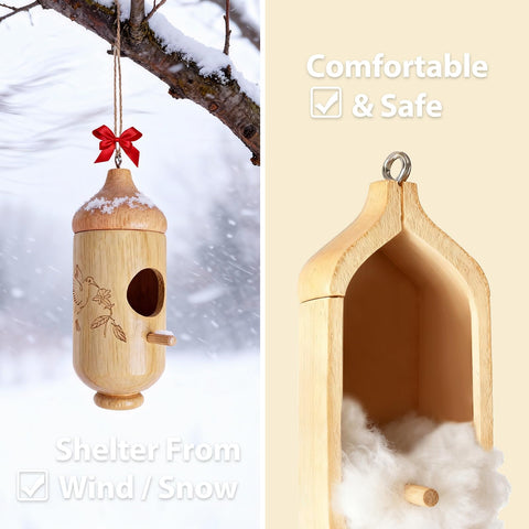 Rakovar hummingbird house includes rope for simple outdoor hanging.