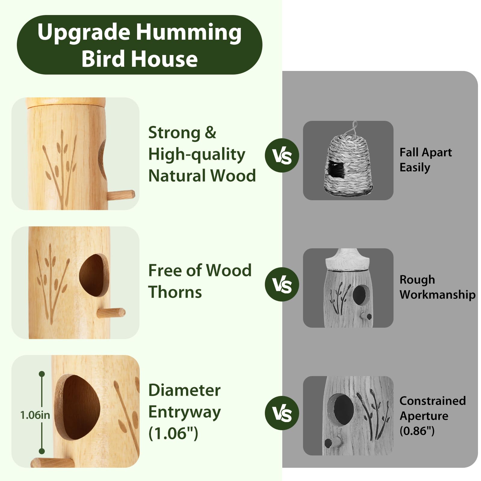 Rakovar wooden bird house with cotton bow string for secure outdoor display.