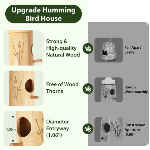 Rakovar wooden bird house with cotton bow string for secure outdoor display.