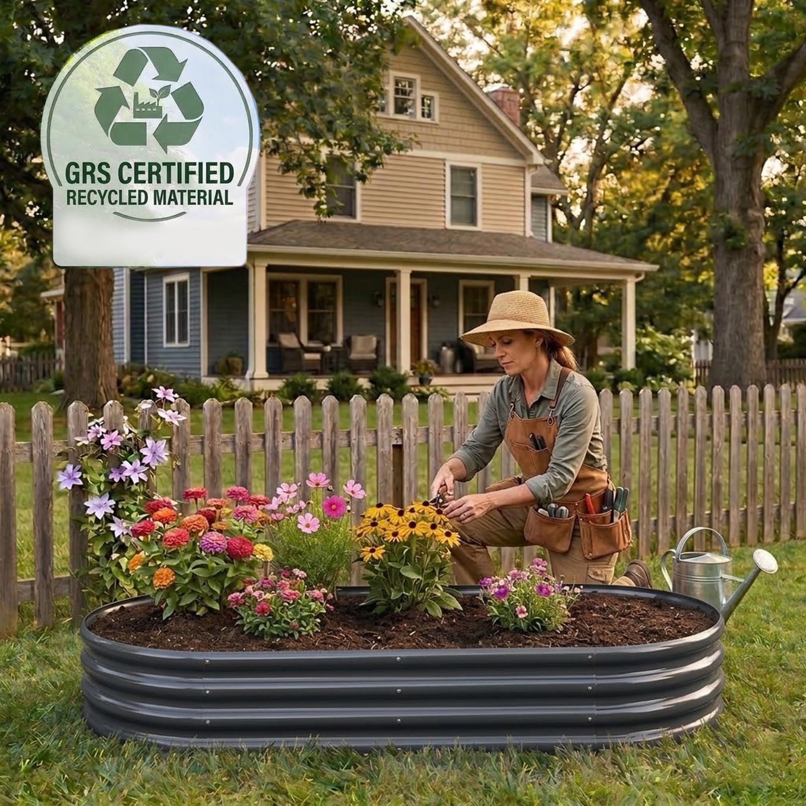 Rakukiri recycled material construction supports sustainable gardening.
