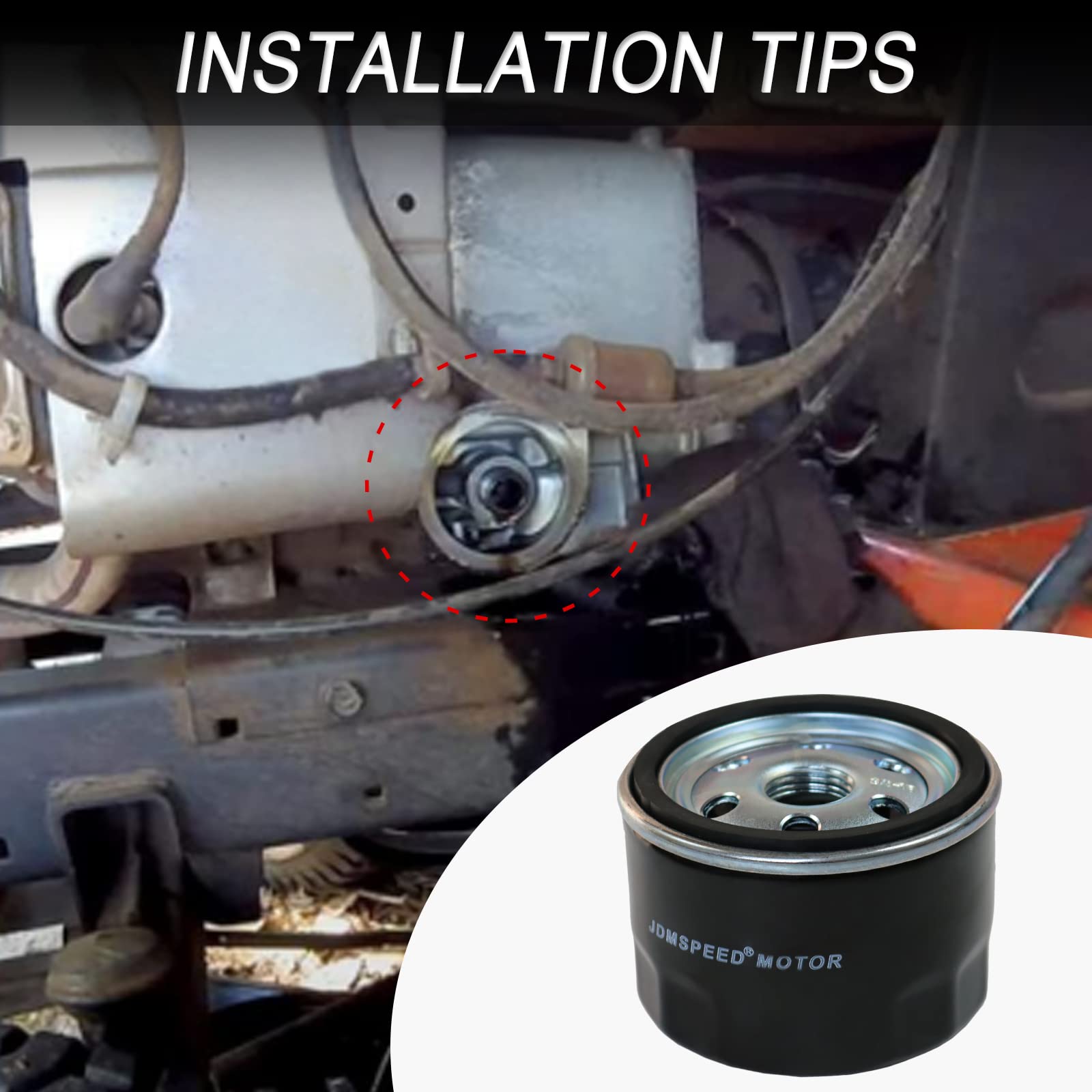 RALBDX oil filter on compatible lawn mower setup enables easy replacement.