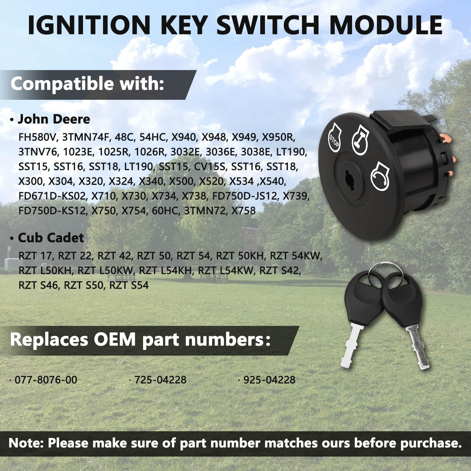 RAMATA ignition switch with two keys for quick access and secure operation.