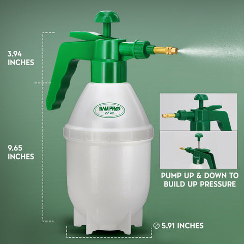 RamPro handheld sprayer with brass nozzle for precise spray control